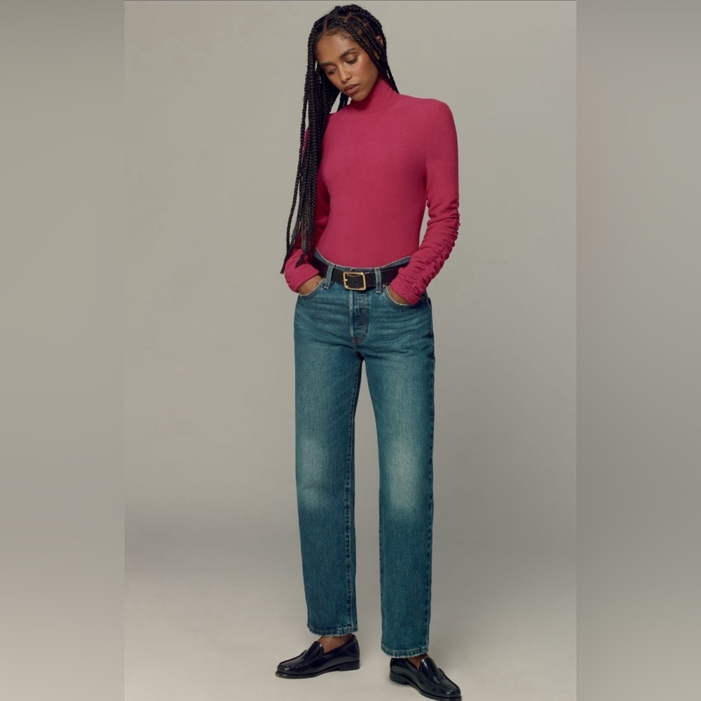 NWT! By Anthropologie Raspberry Ruched-Sleeve Tur… - image 3